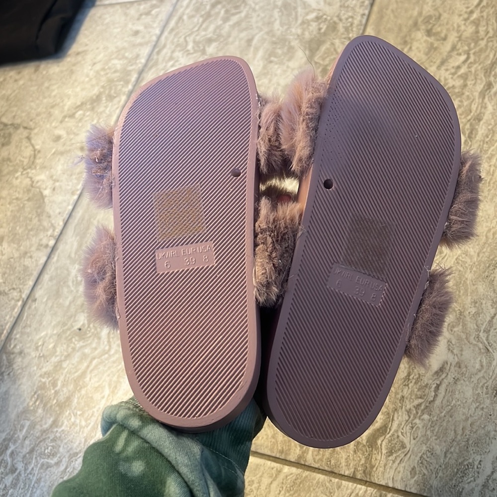 Fuzzy Slide Sandals - Picture 2 of 3